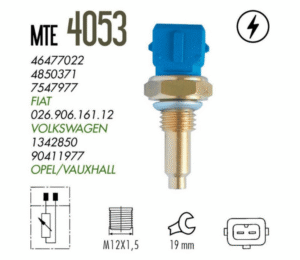 Sensor de Temperatura D'água Fiat Brava Ducato Elba Fiorino Palio Siena Volkswagen Gol Parati Polo Quantum MTE4053