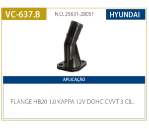 Flange da Válvula Termostática Hyundai HB20 1.0 12v VC-637.B